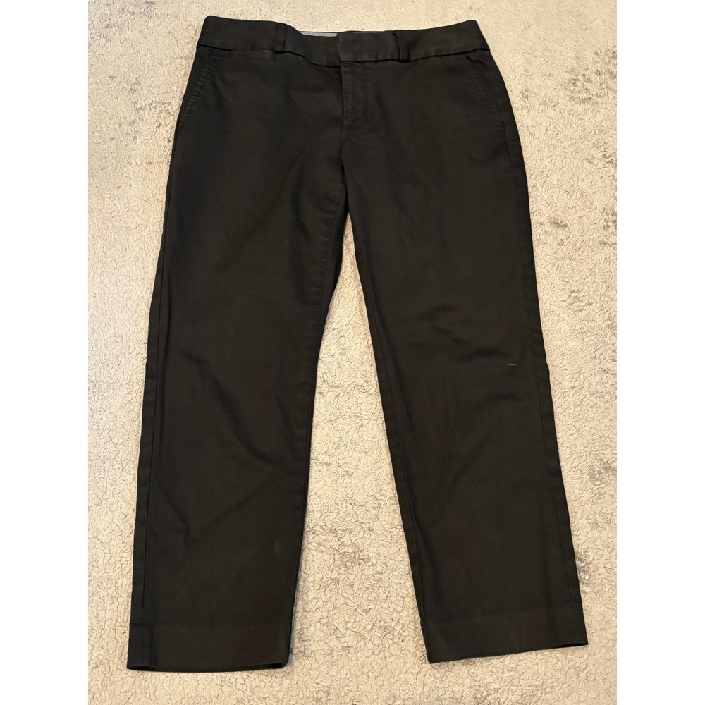 Banana Republic Womens 2P Black Stretch Cotton Petite Cropped Dress Pants